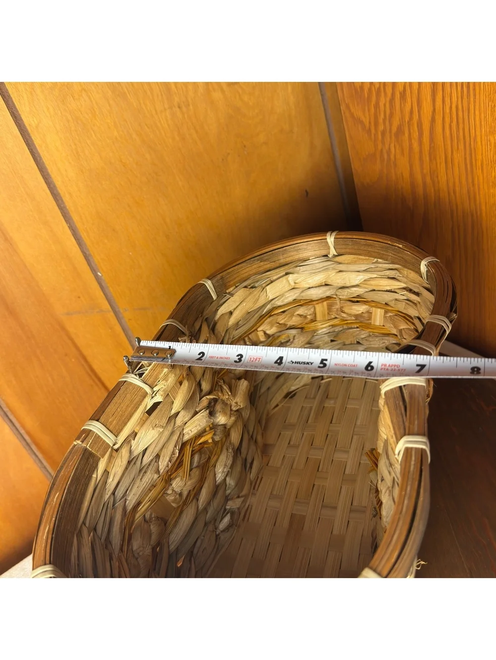 Vintage Woven Natural Fiber Basket Oval Rustic Farmhouse Storage Decor 14x7x6
